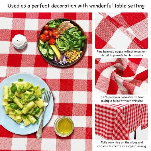 10 Pcs 60" x 126" Rectangular Polyester Party Tablecloth-Red