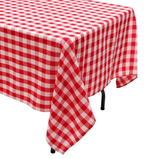 10 Pcs 60" x 126" Rectangular Polyester Party Tablecloth-Red