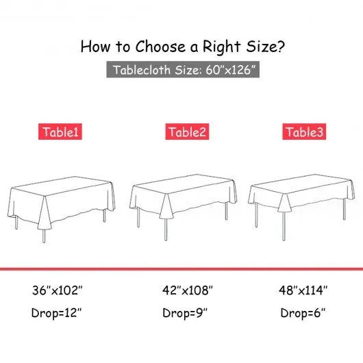10 Pcs 60" x 126" Rectangular Polyester Party Tablecloth-Red