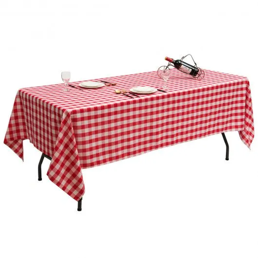 10 Pcs 60" x 126" Rectangular Polyester Party Tablecloth-Red