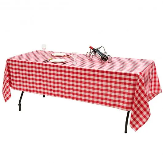 10 Pcs 60" x 126" Rectangular Polyester Party Tablecloth-Red