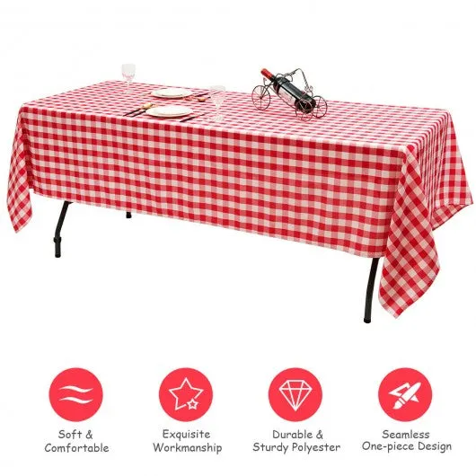 10 Pcs 60" x 126" Rectangular Polyester Party Tablecloth-Red