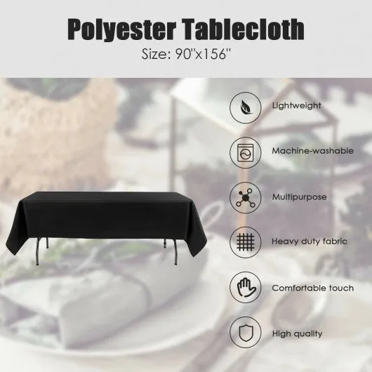 10 pcs 90" x 156" Rectangle Polyester Tablecloth-Black