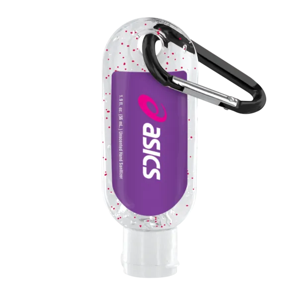 1.9 oz. Single Color Moisture Bead Sanitizer in Clear Bottle with Carabiner