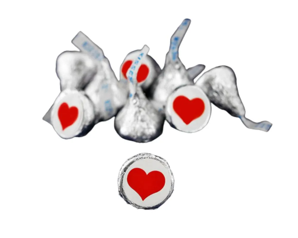 250 Small 3/4 Inch Round Red Heart Stickers (250 per Roll)