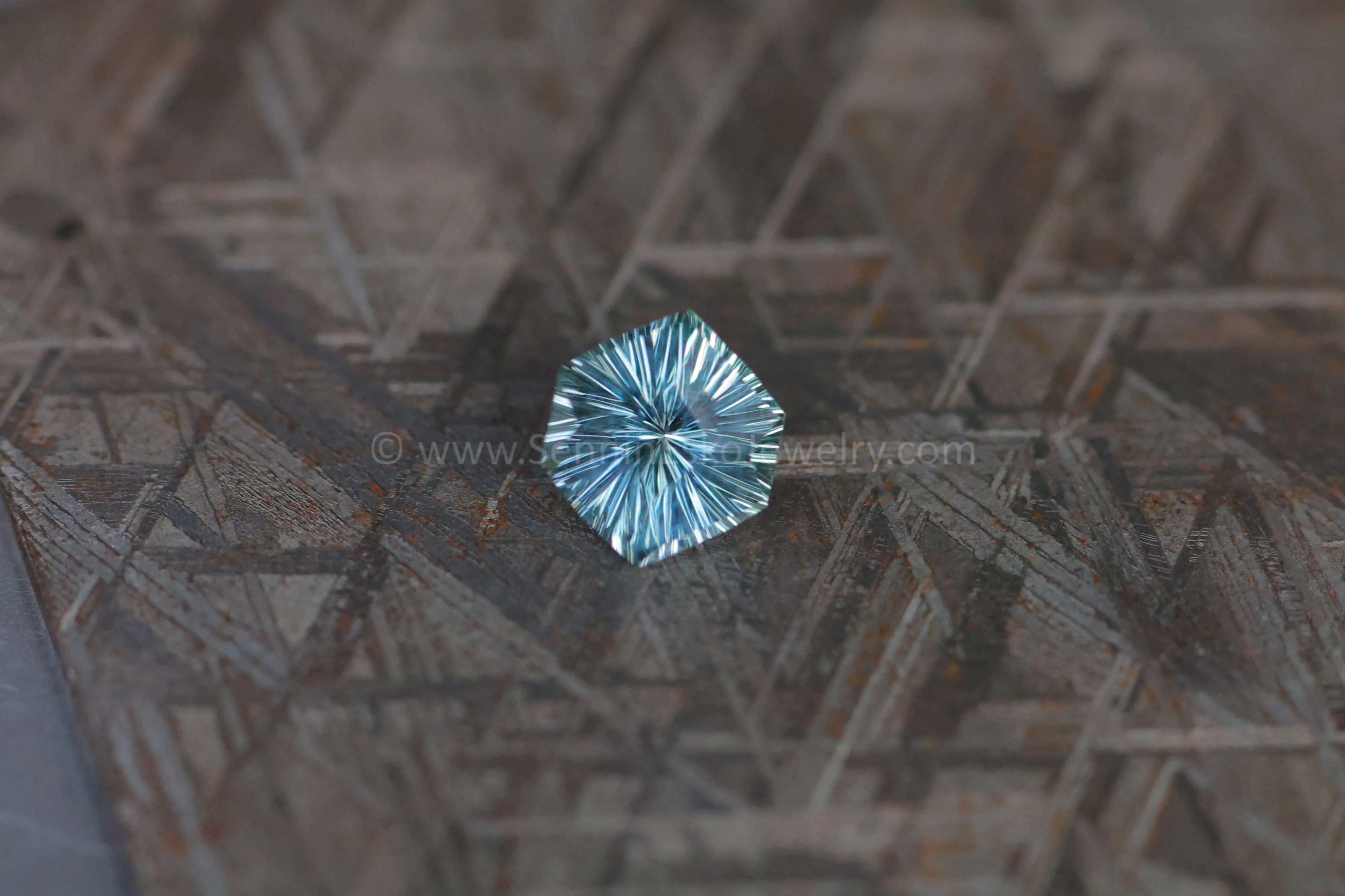 2ct Steely Teal Montana Sapphire Hexagon - 8.7x7.7mm - Galaxy Cut