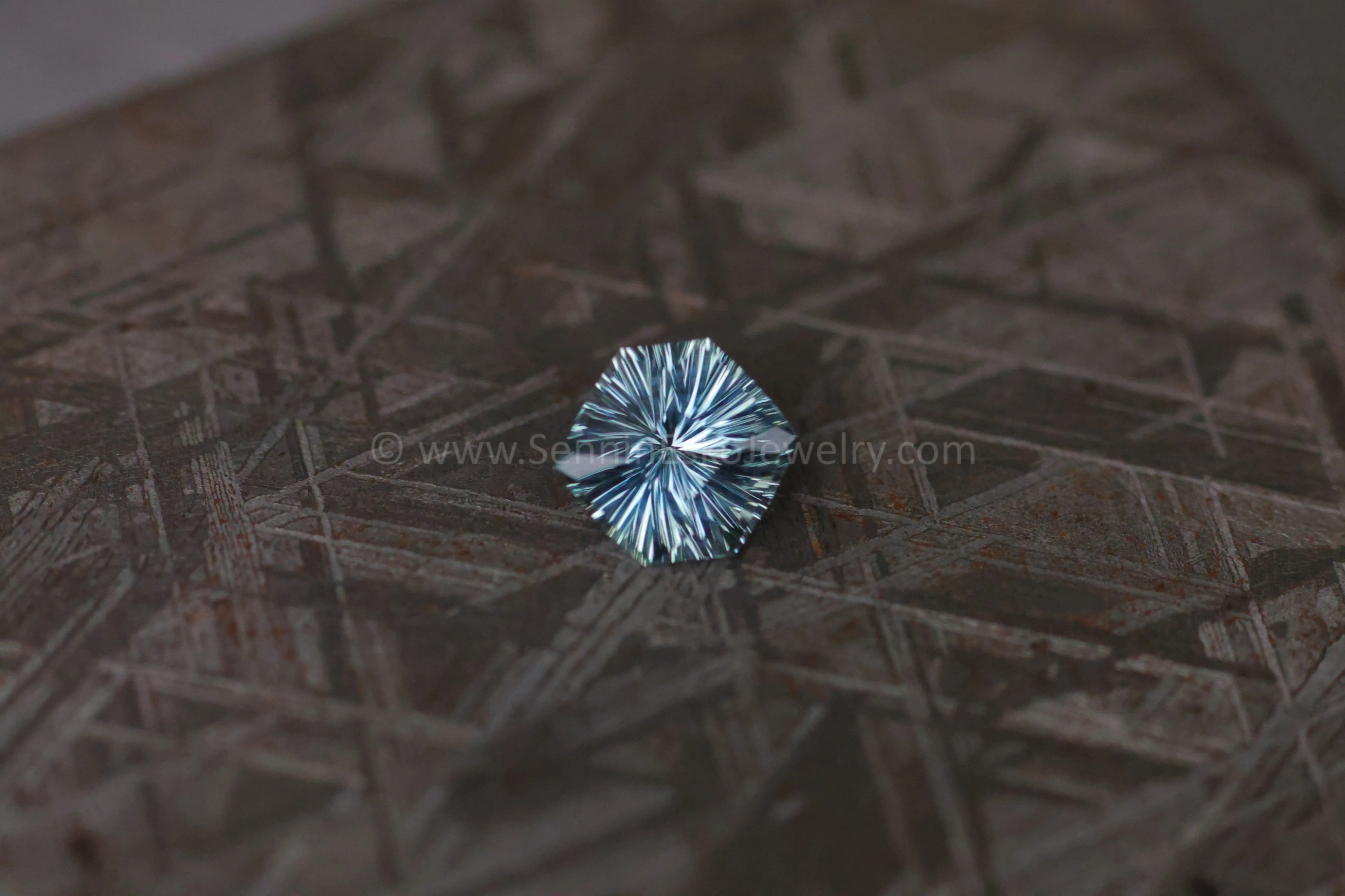 2ct Steely Teal Montana Sapphire Hexagon - 8.7x7.7mm - Galaxy Cut
