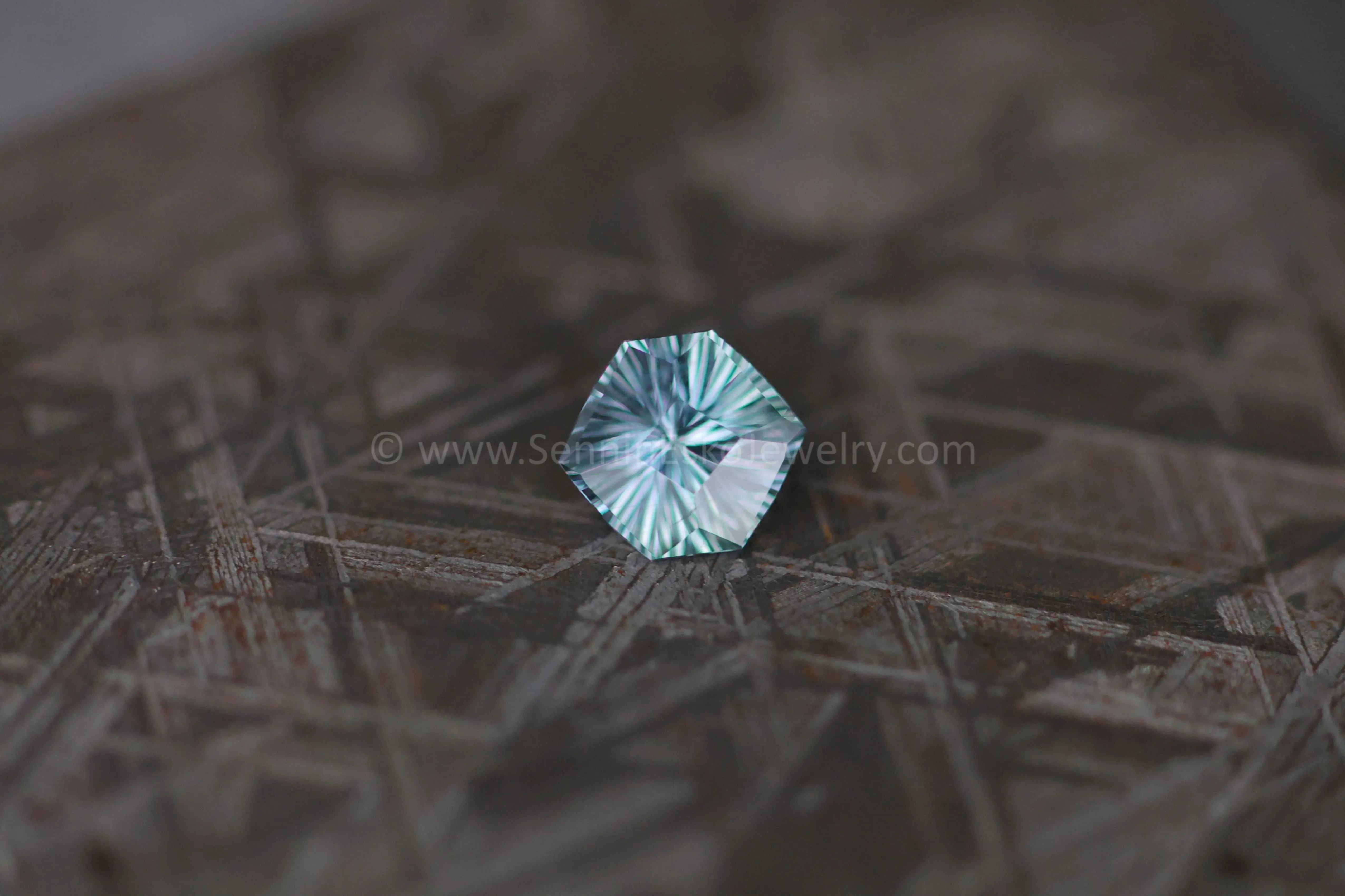 2ct Steely Teal Montana Sapphire Hexagon - 8.7x7.7mm - Galaxy Cut