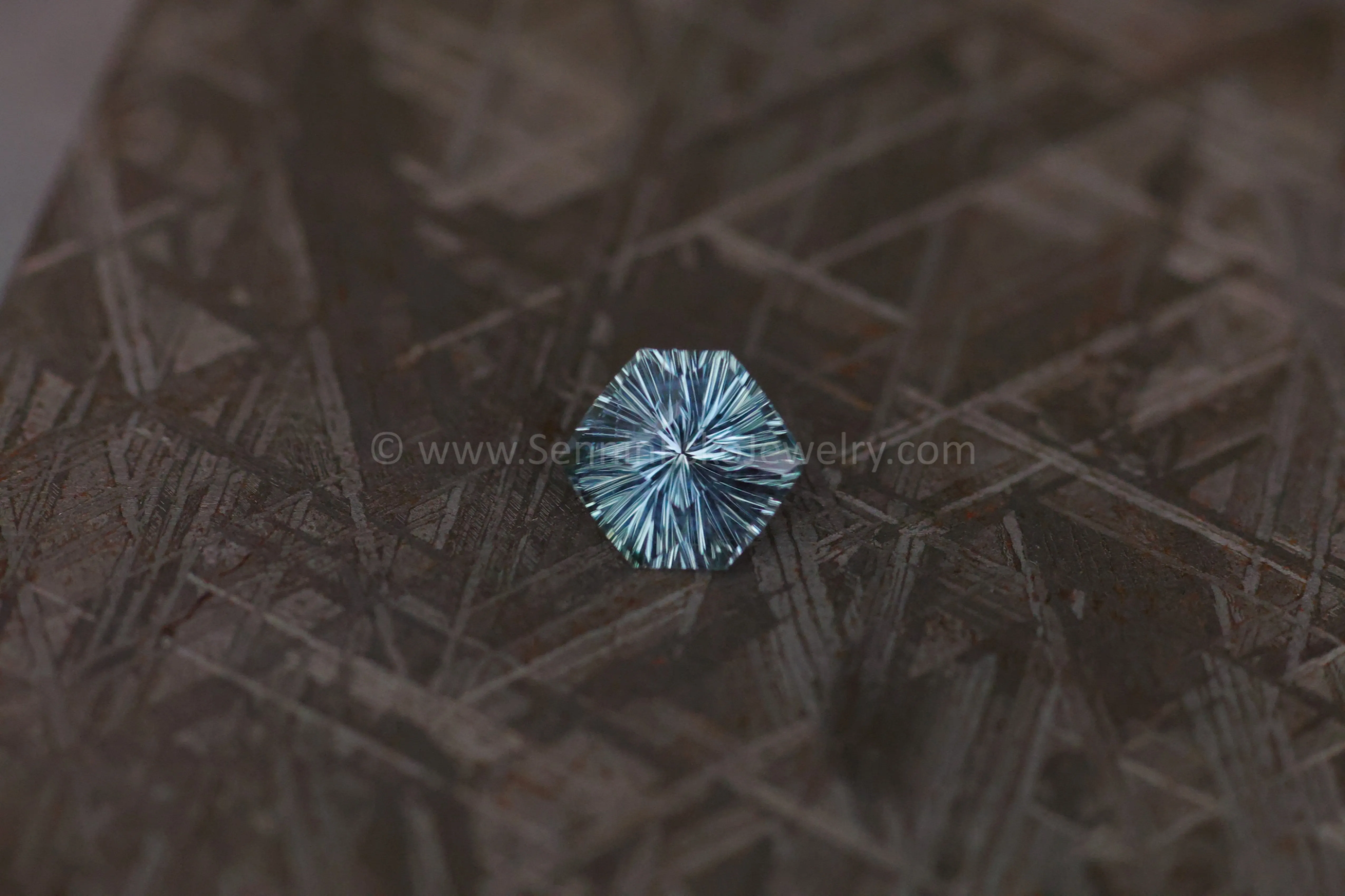 2ct Steely Teal Montana Sapphire Hexagon - 8.7x7.7mm - Galaxy Cut