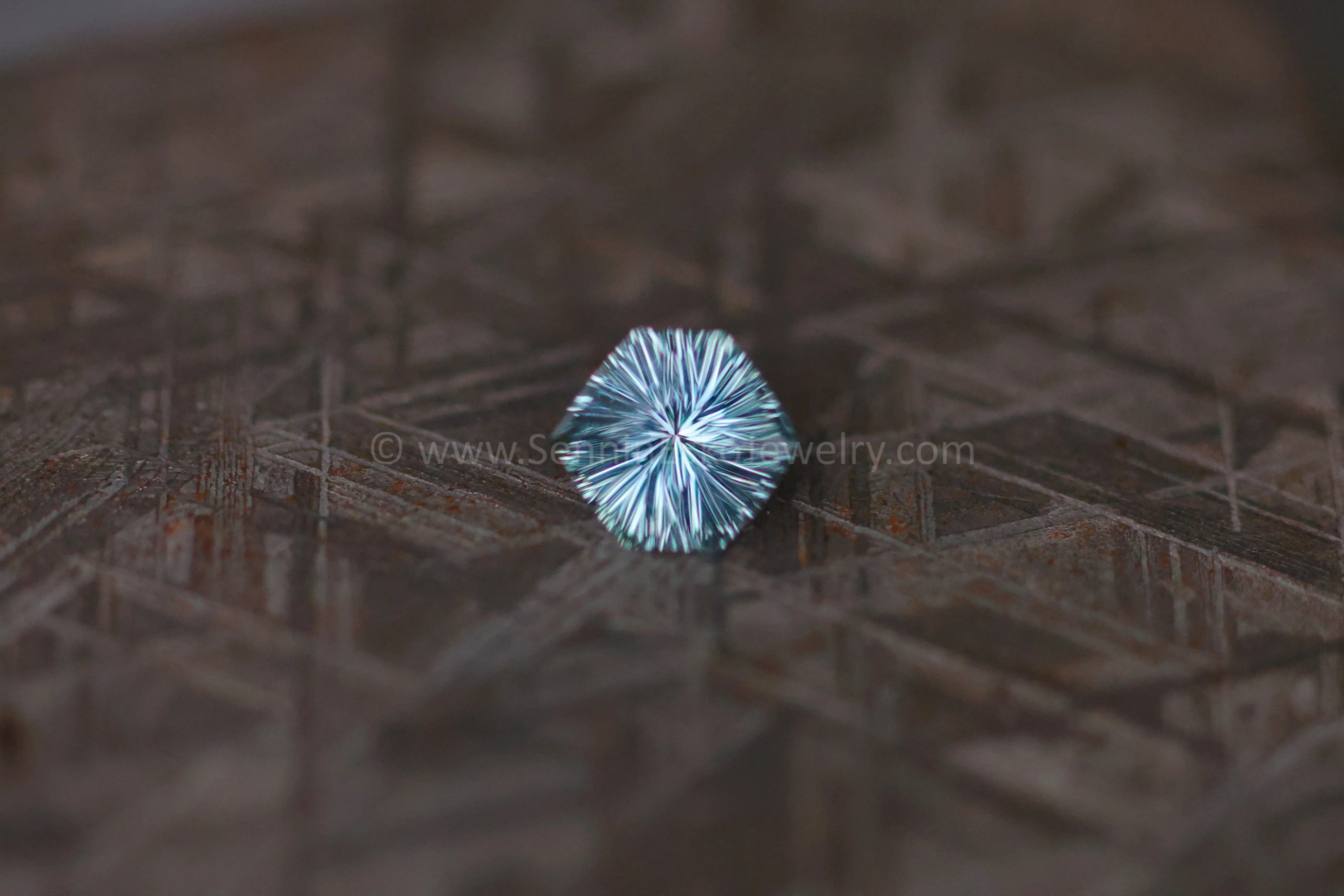 2ct Steely Teal Montana Sapphire Hexagon - 8.7x7.7mm - Galaxy Cut