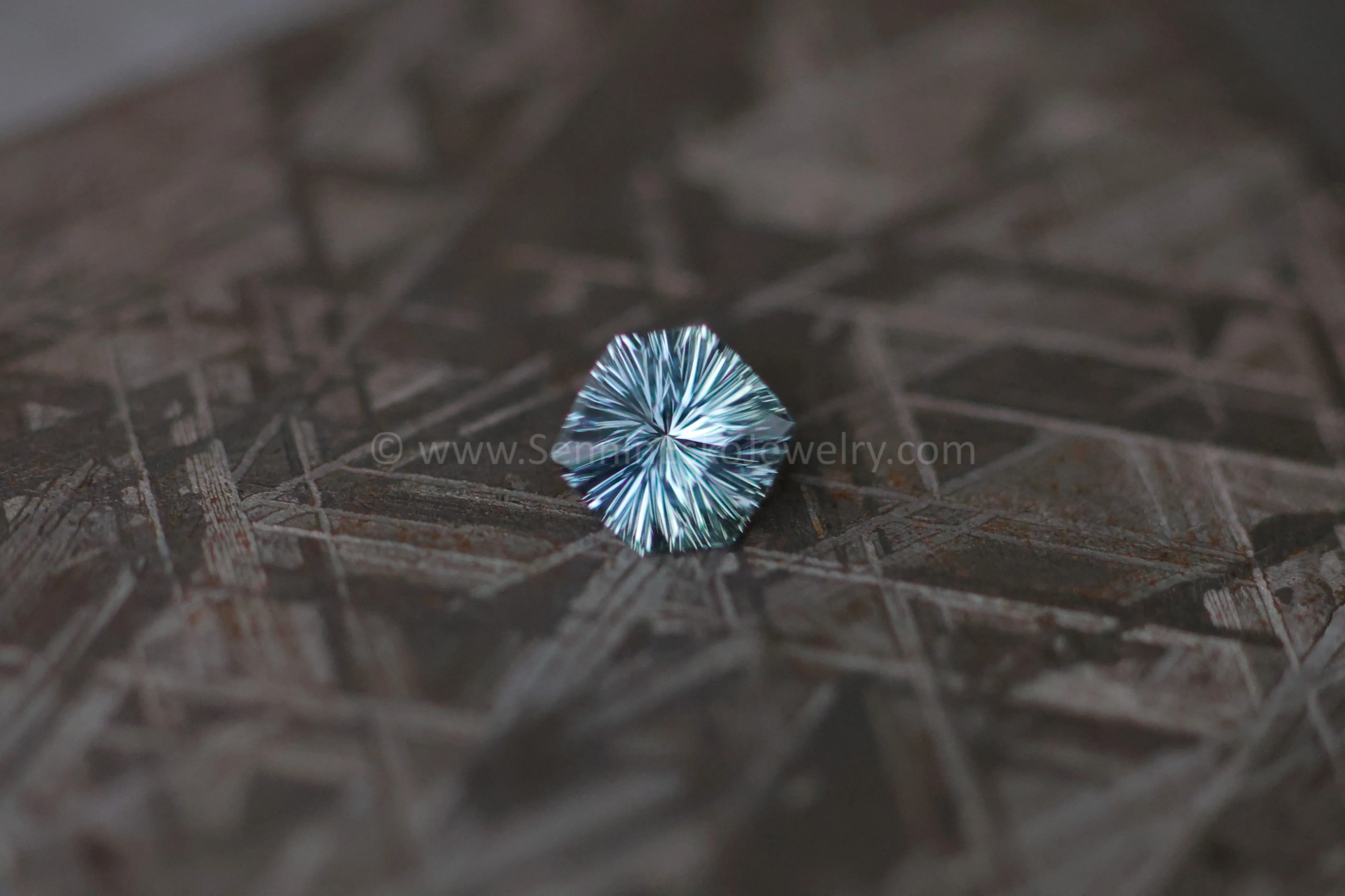 2ct Steely Teal Montana Sapphire Hexagon - 8.7x7.7mm - Galaxy Cut