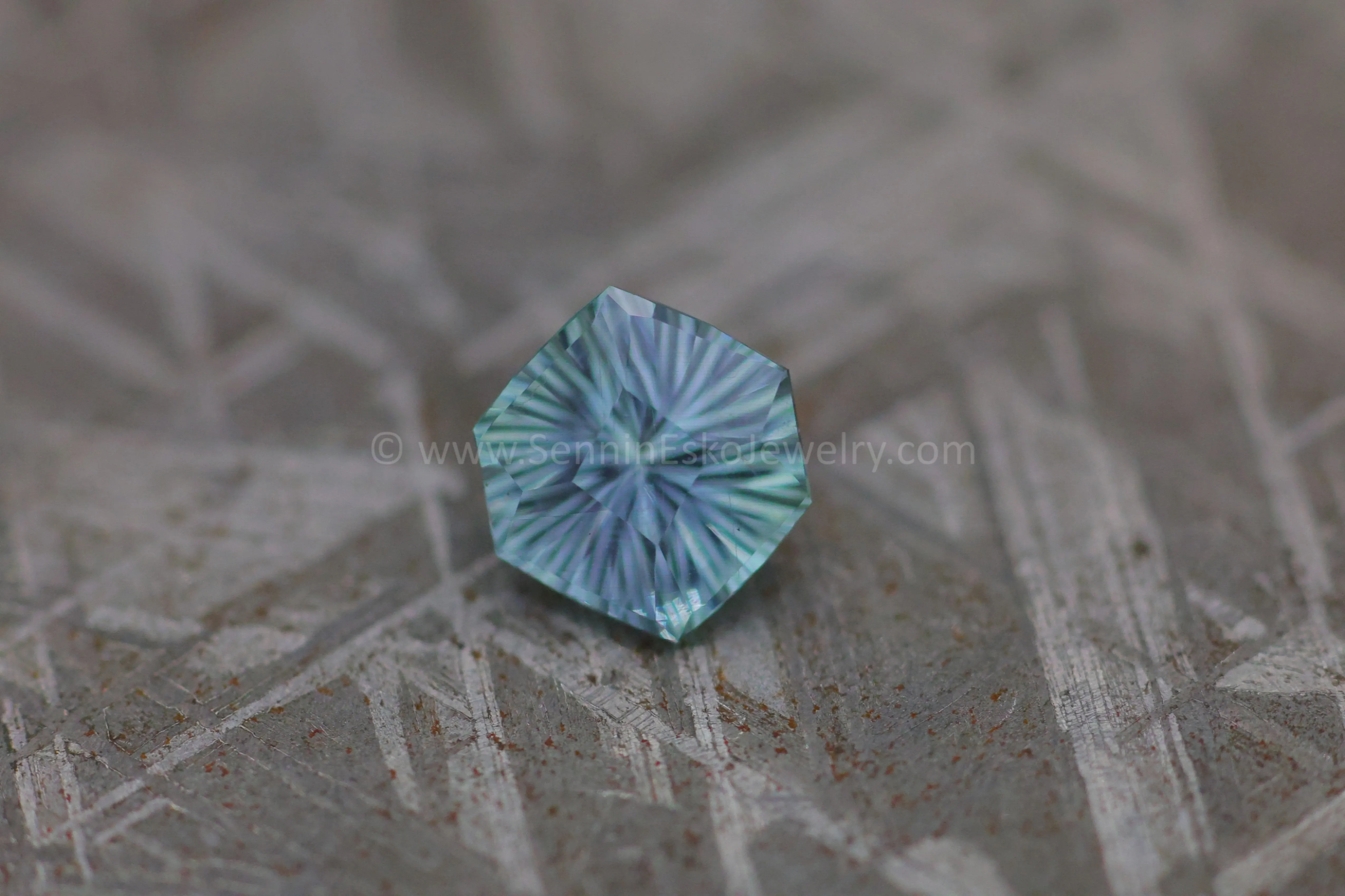 2ct Steely Teal Montana Sapphire Hexagon - 8.7x7.7mm - Galaxy Cut