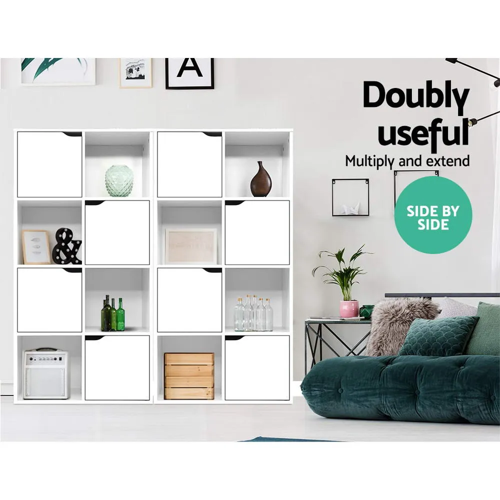 8-Cube Display Shelf with Doors, White - Artiss