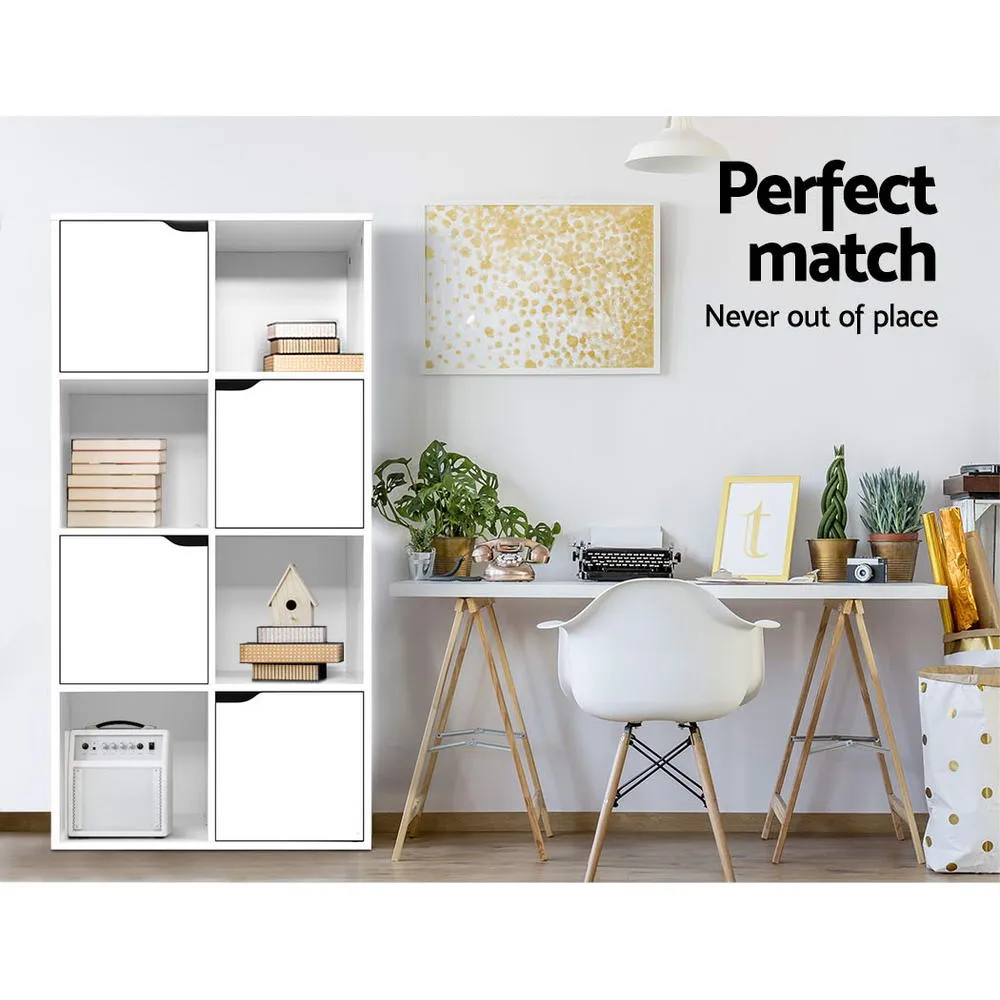 8-Cube Display Shelf with Doors, White - Artiss