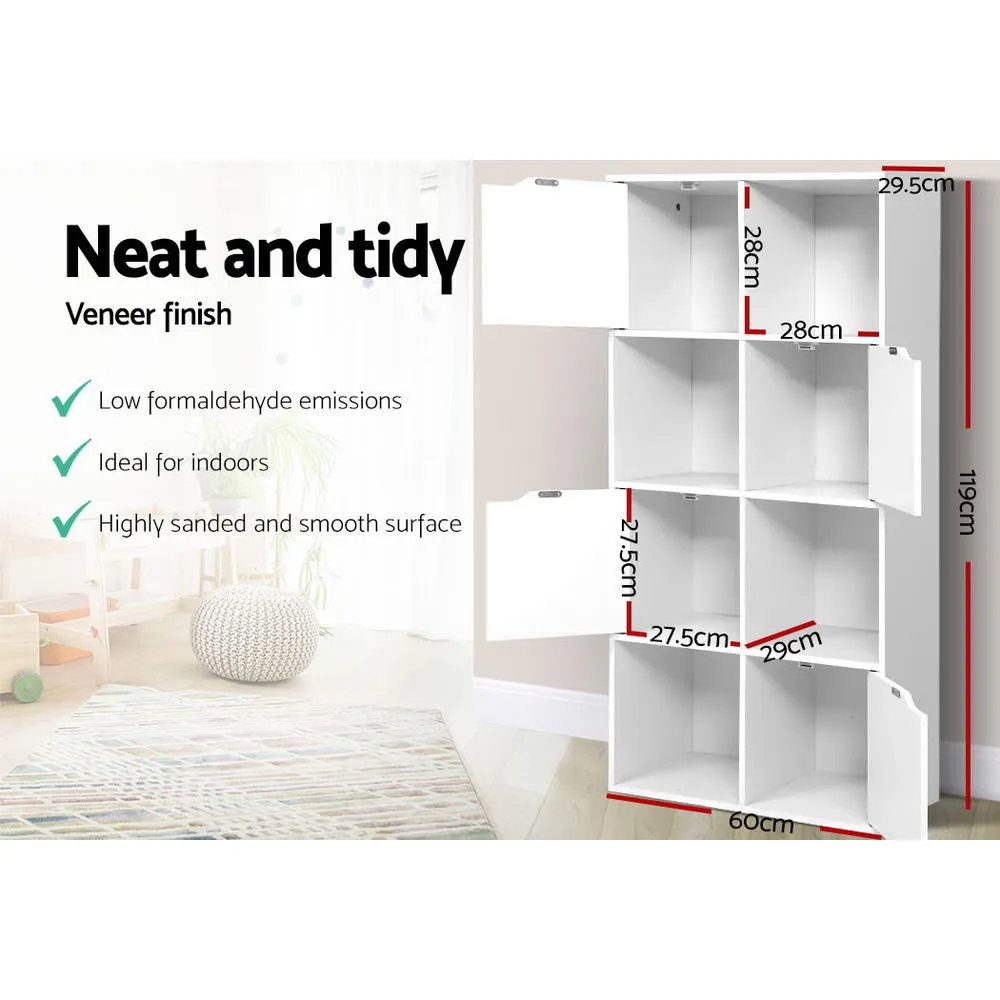 8-Cube Display Shelf with Doors, White - Artiss