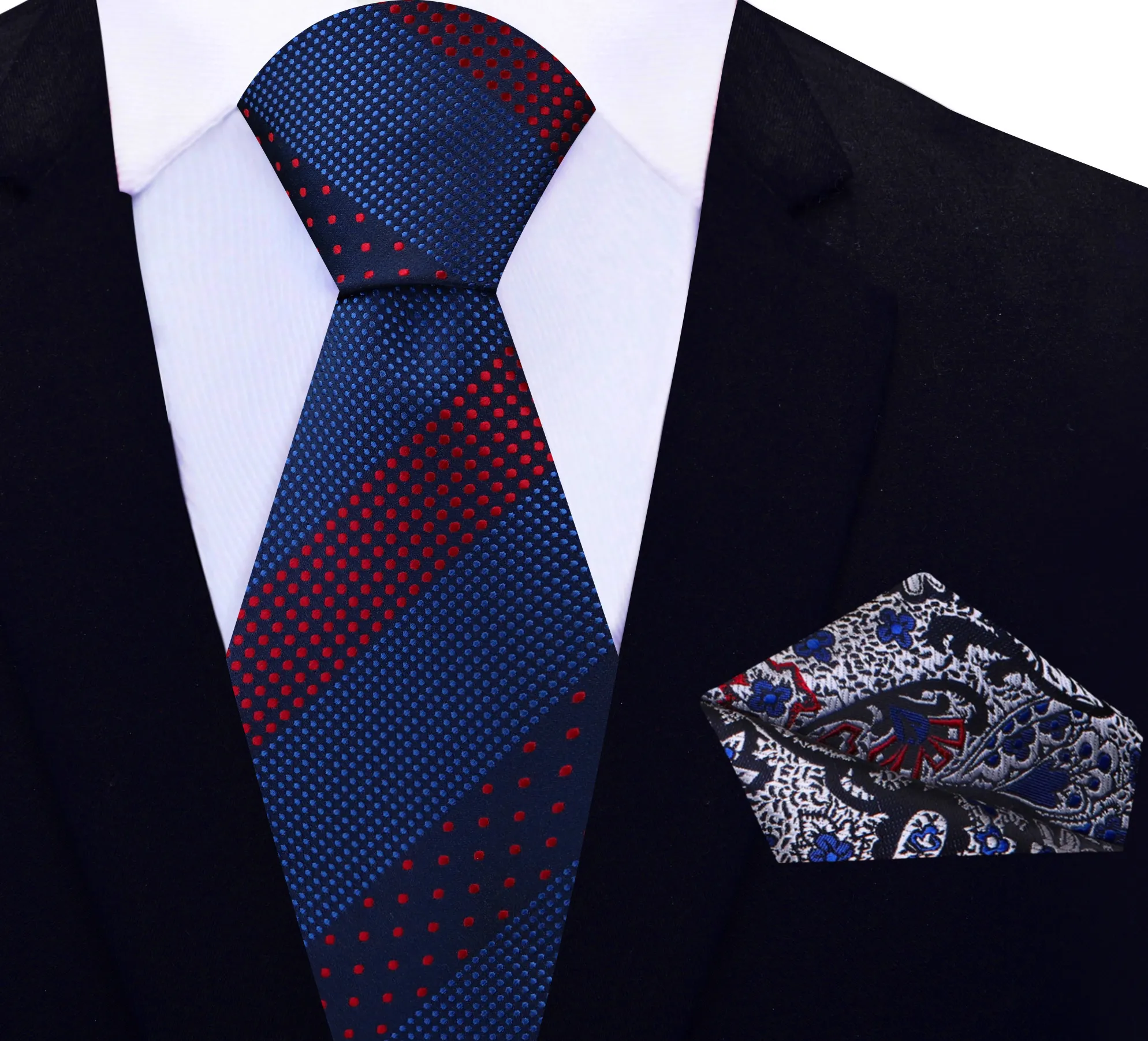 Accolades Blue & Red Polka Necktie