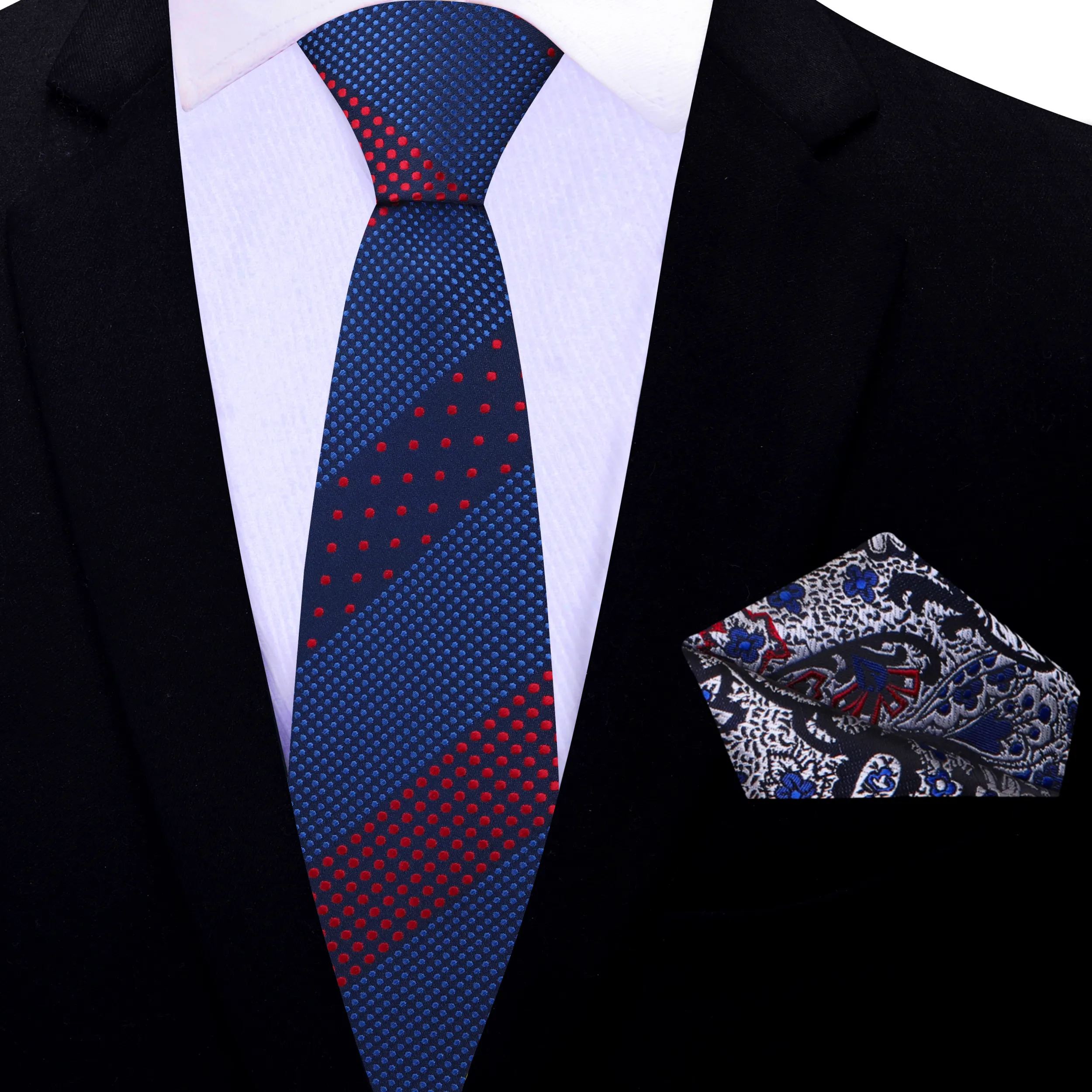Accolades Blue & Red Polka Necktie