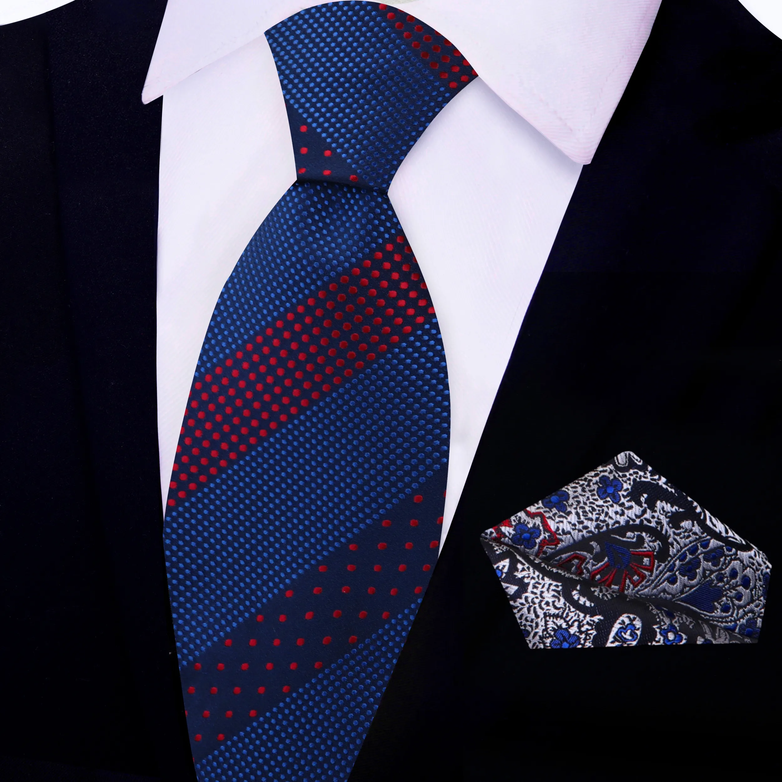 Accolades Blue & Red Polka Necktie