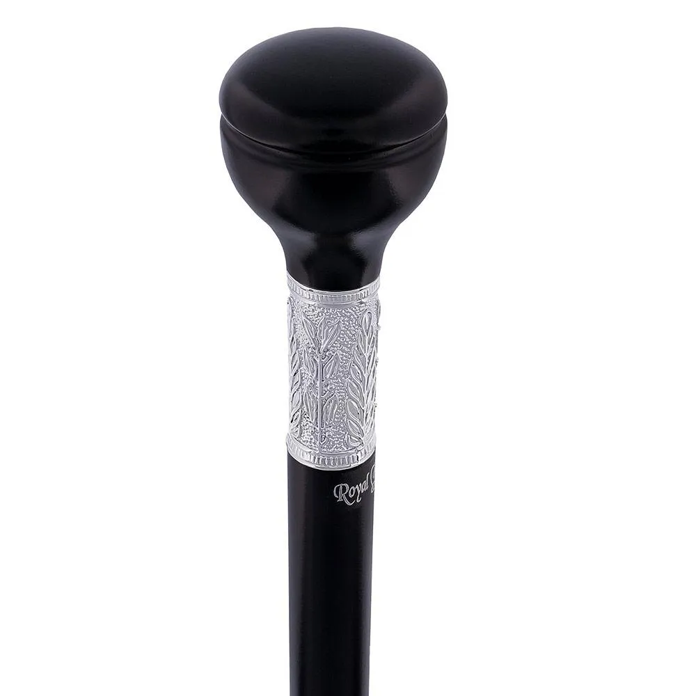 Artisan Pewter Leaf Collar: Luxury Black Beechwood Knob Handle