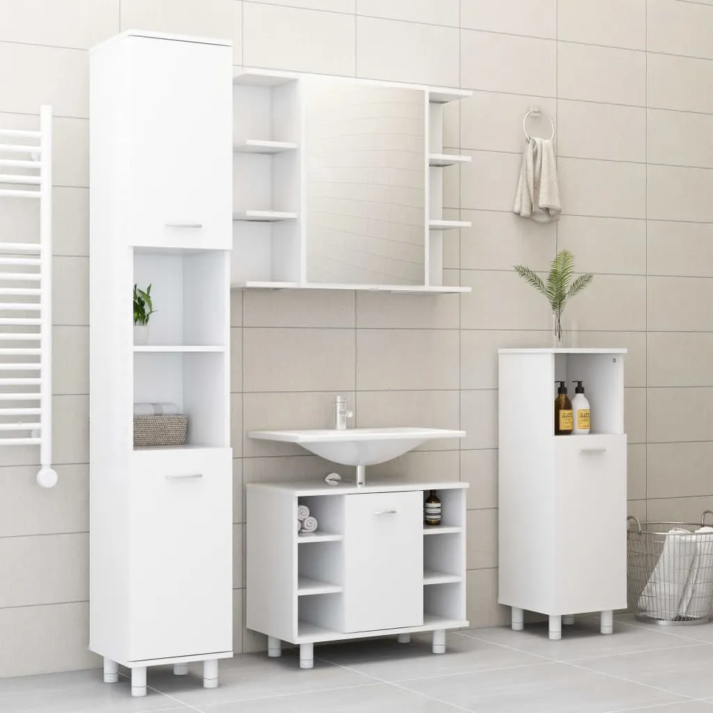 Bathroom Cabinet White 30x30x179 cm Chipboard