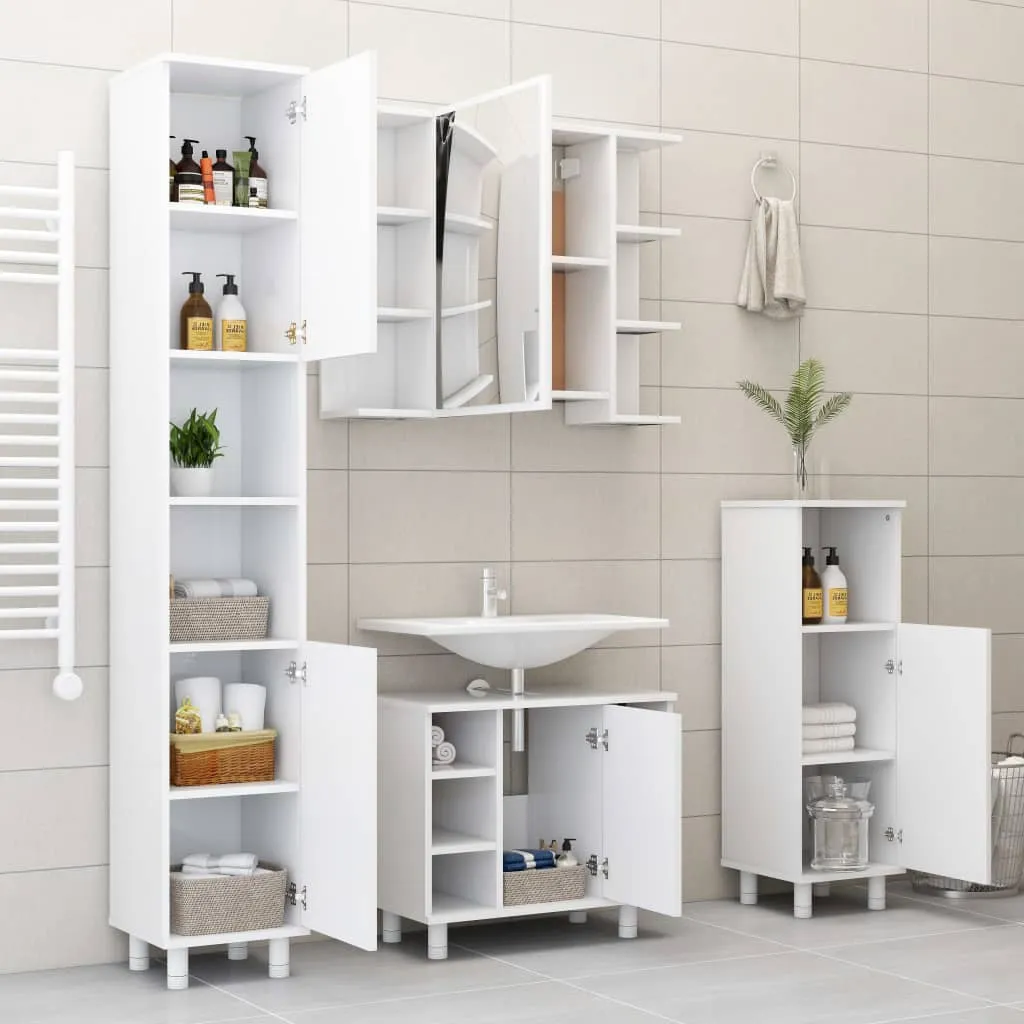 Bathroom Cabinet White 30x30x179 cm Chipboard