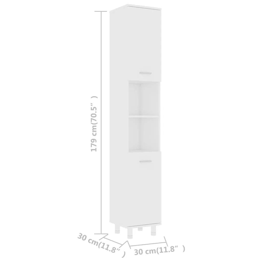 Bathroom Cabinet White 30x30x179 cm Chipboard