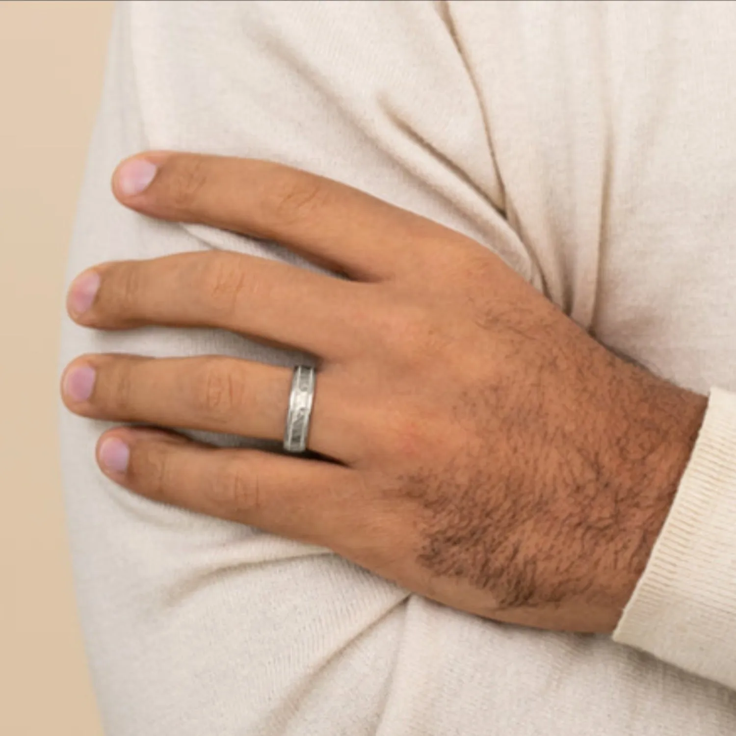 Benchmark Comfort-Fit Hammered Wedding Ring