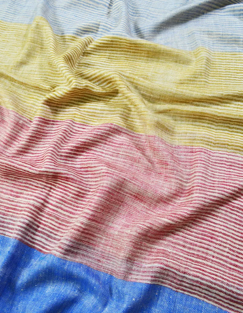 Blue Red and White Striped Pashmina Stole 7283