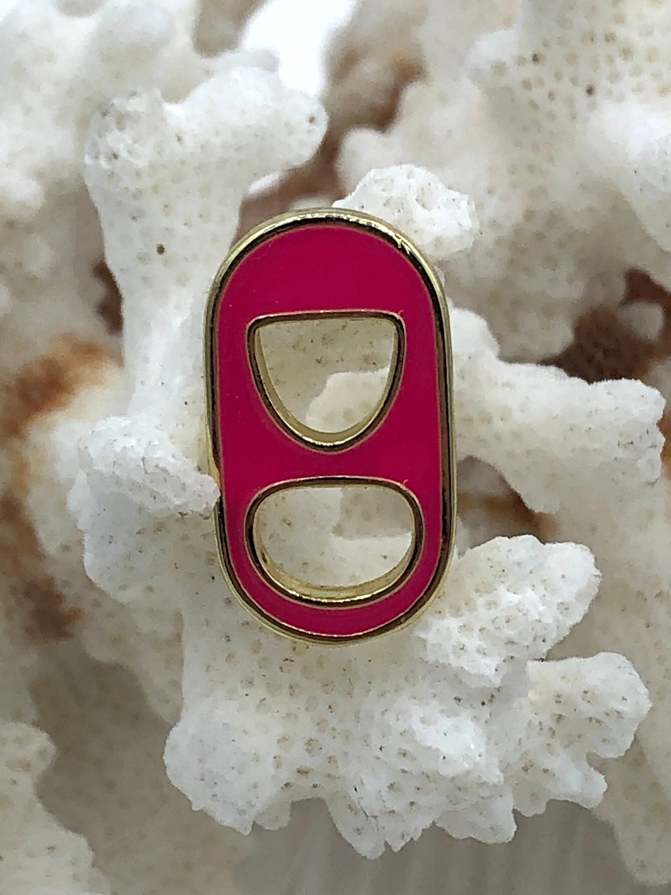 Brass Gold and Enamel Soda Pop Tab Charm, Pull Tab, Soda Cap Charm, Can Tab Pendant Charm, Connector Charm, 8 choices. Fast Shipping