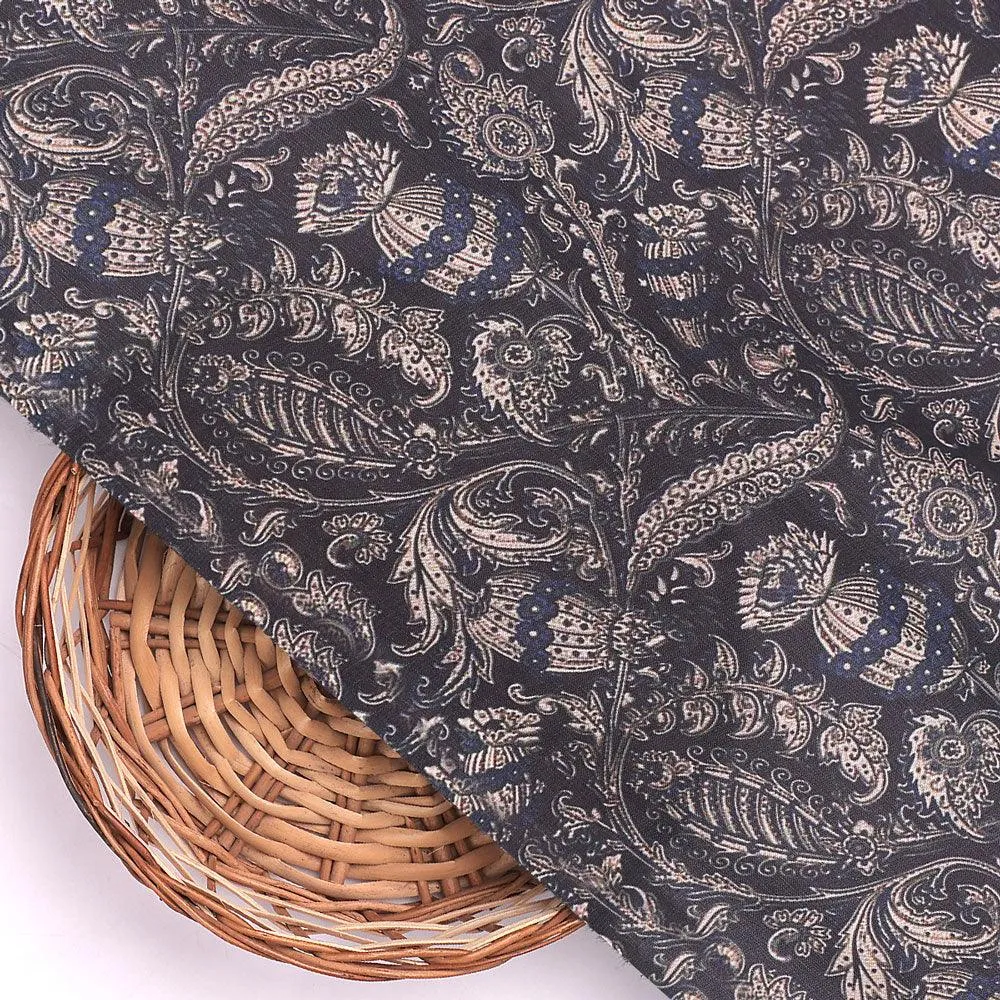 Brown Paisley Seamless Digital Printed Fabric