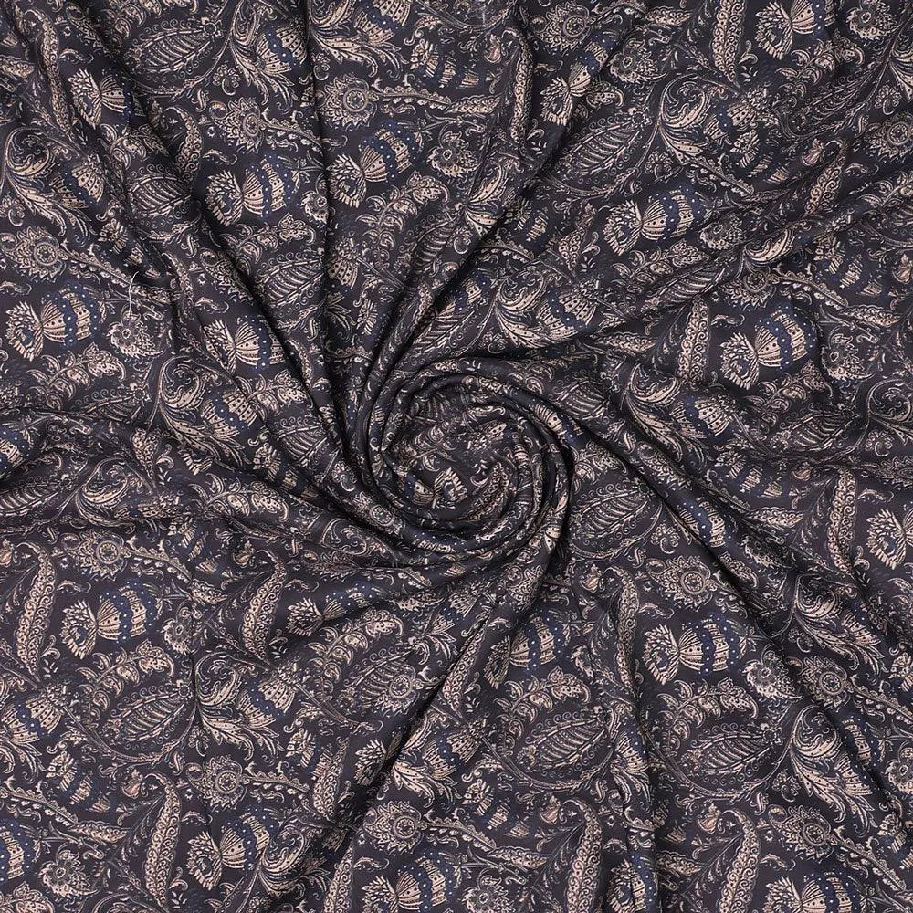 Brown Paisley Seamless Digital Printed Fabric