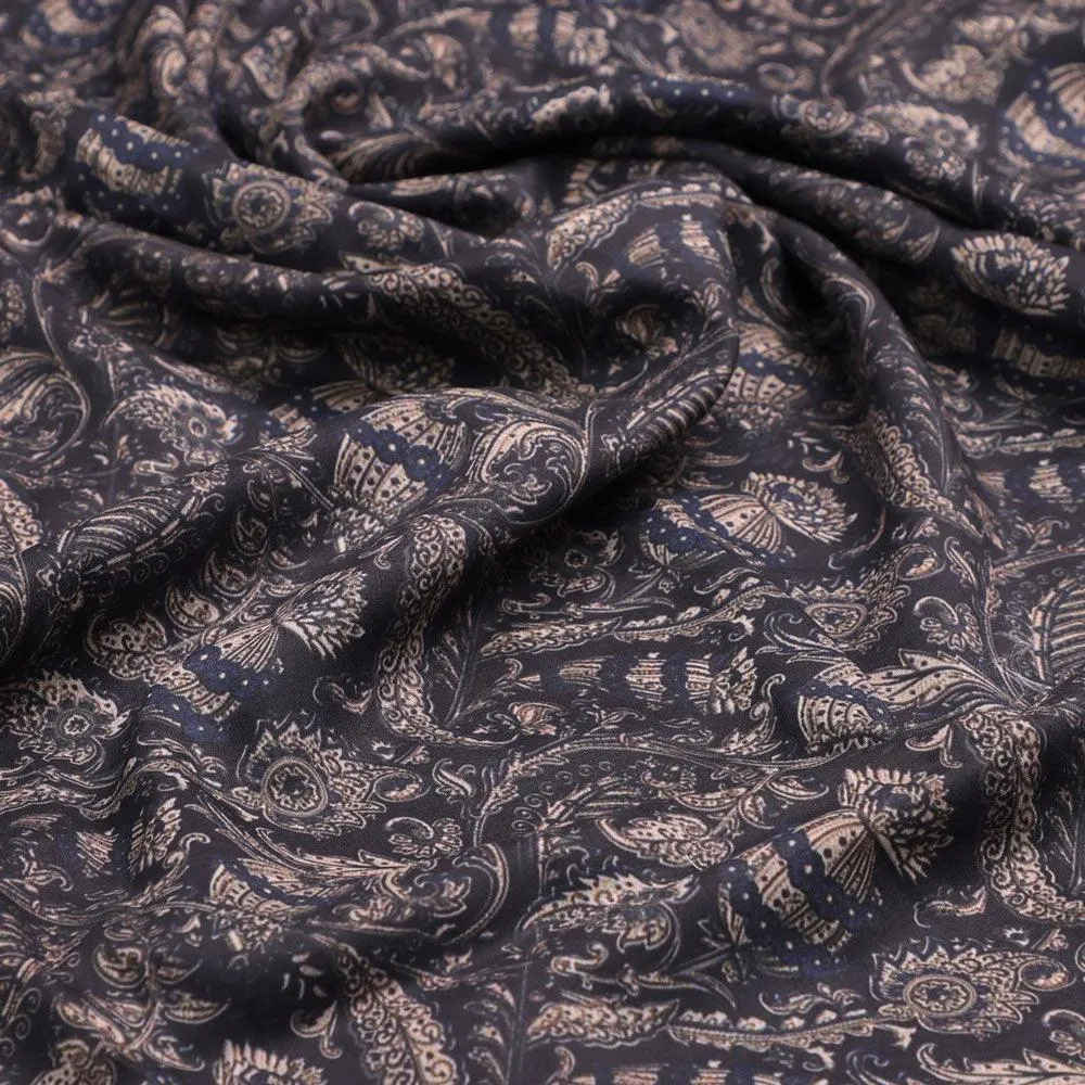 Brown Paisley Seamless Digital Printed Fabric