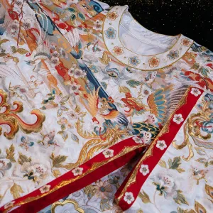 Changning 'Er 长宁贰 White Royal Embroidered Ming Wedding Gown Yuanling Mamian Deposit