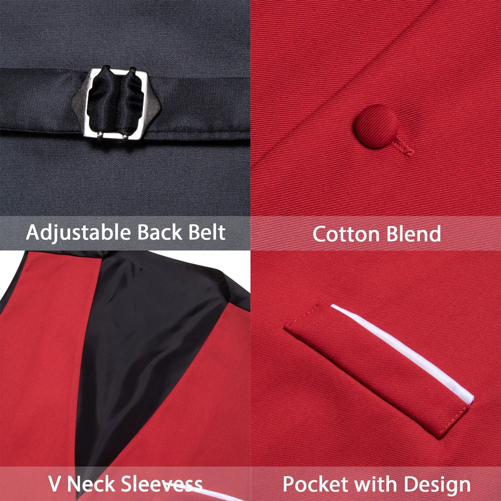 Classic Red Solid Silk Men's V-Neck Business Vest
