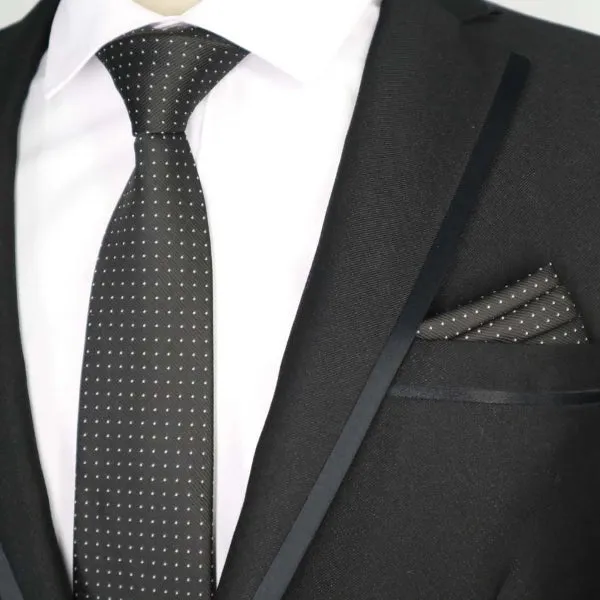 Classy Men Black White Dotted Silk Tie