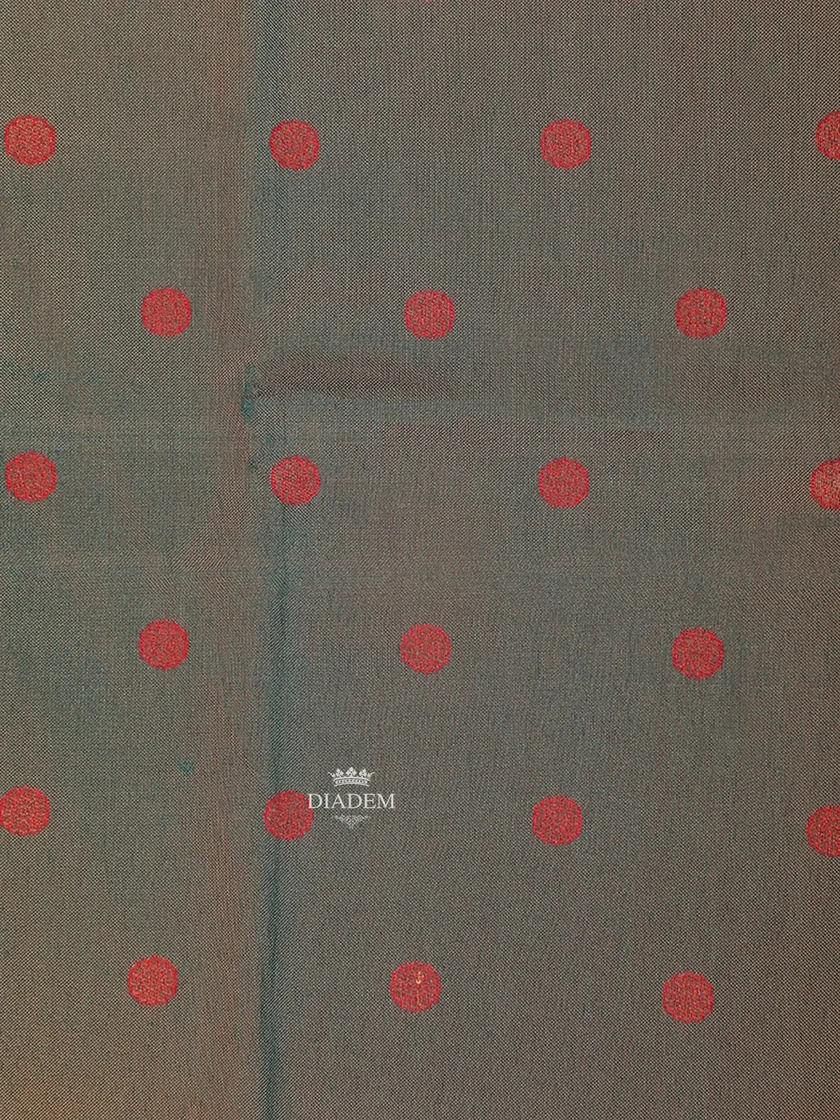 Dark Grey Art Silk Saree with Chakaram Motif Design on the Body with Contrast Border
