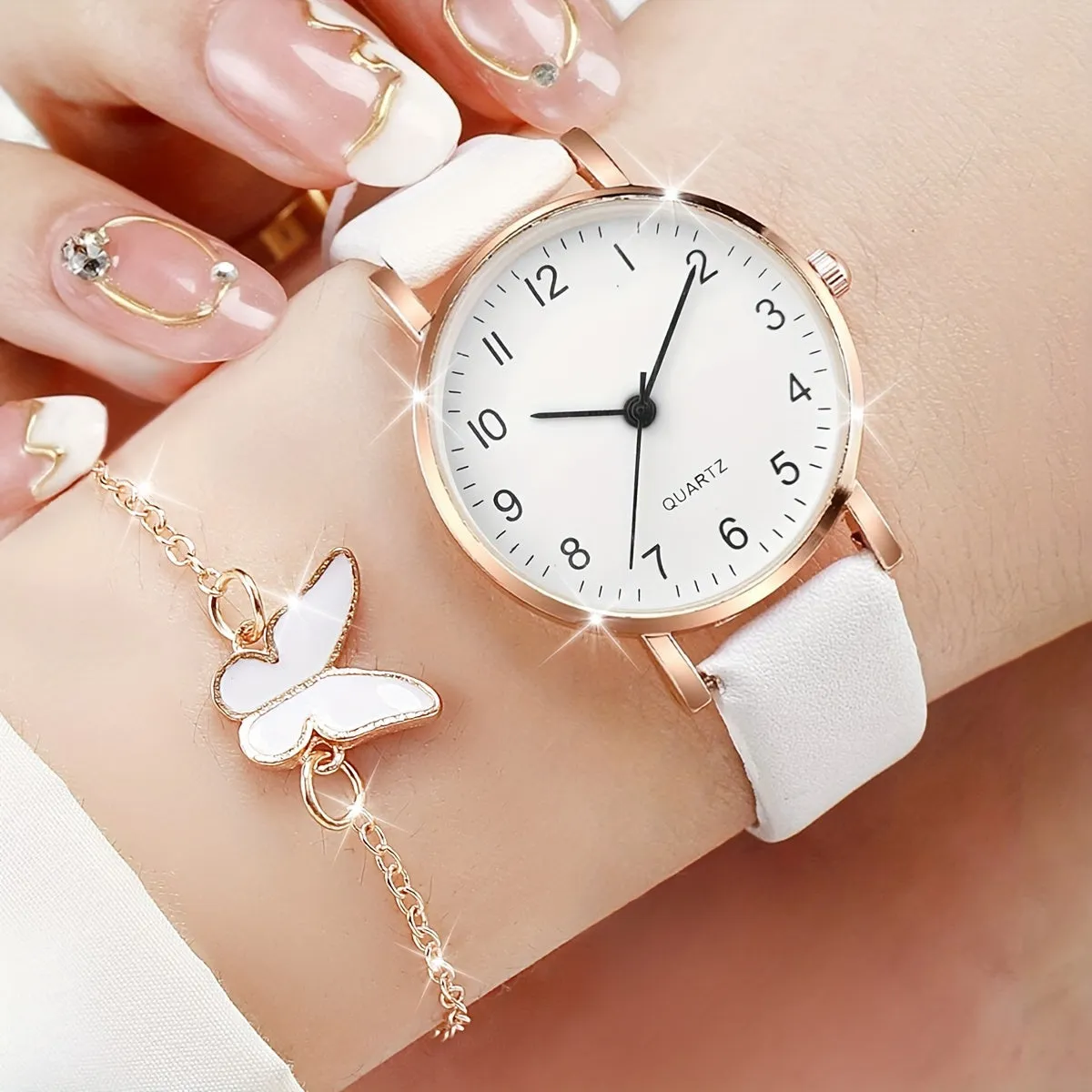 Elegant 6pc Womens Watch  Butterfly Jewelry Set Perfect Gift