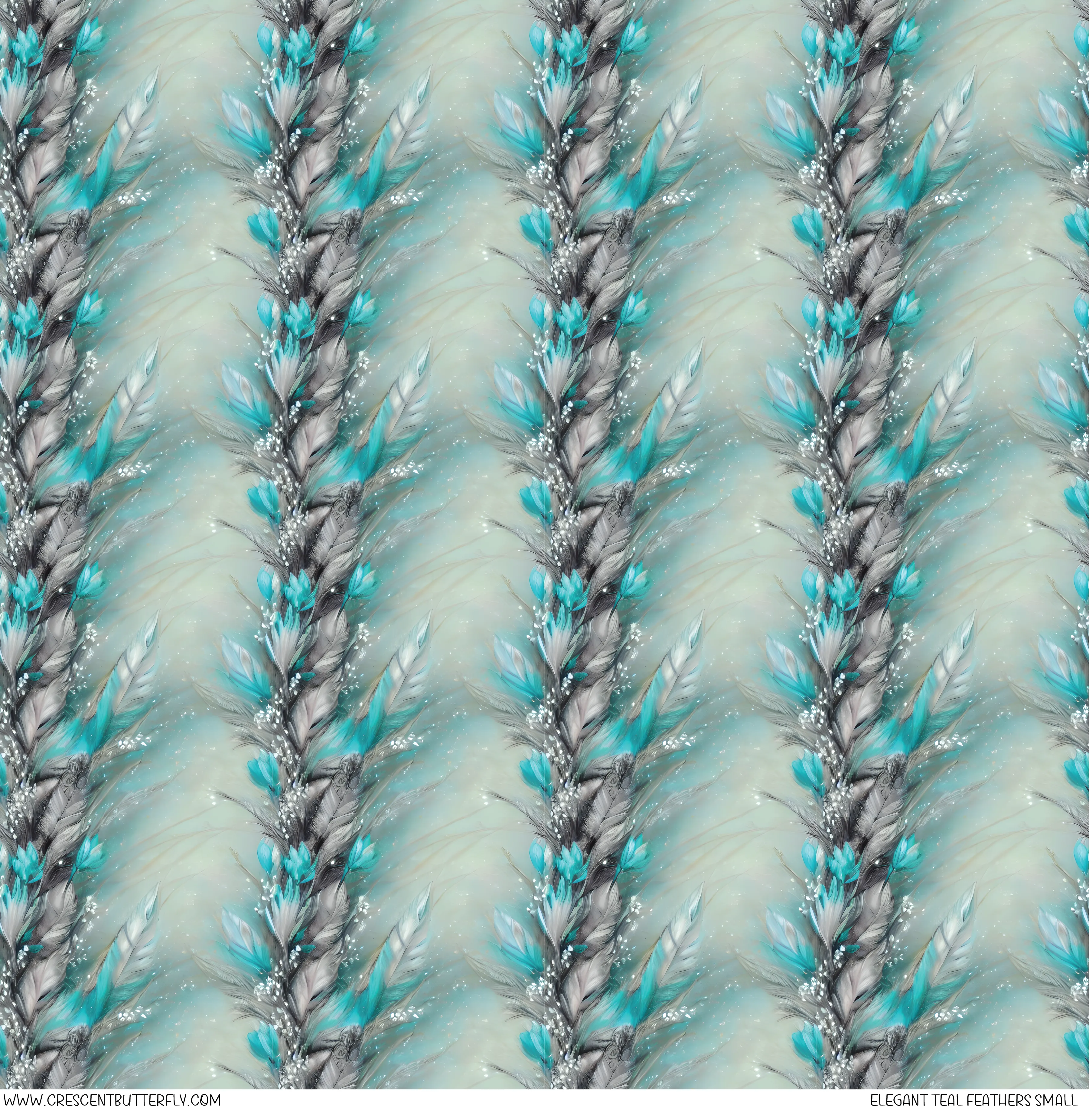 Elegant Teal Feathers Small Printed Vinyl Sheet/Wrap