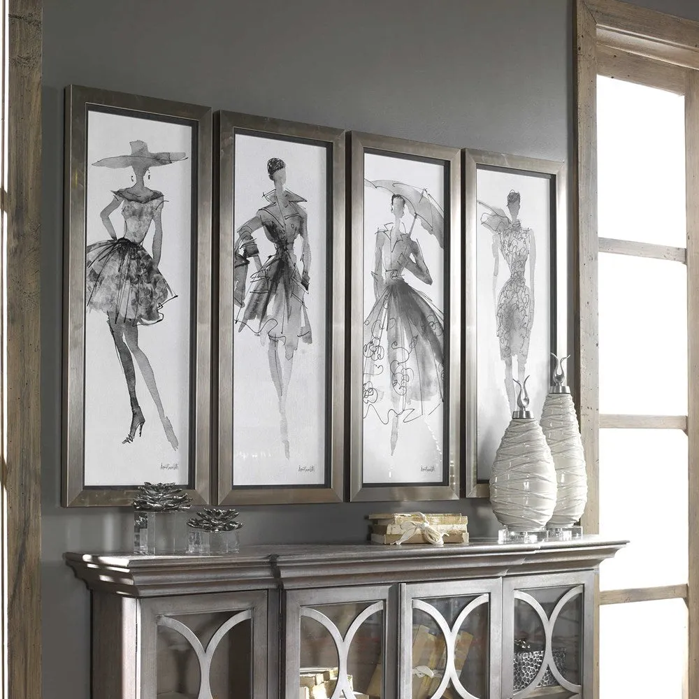 FASHION SKETCHBOOK FRAMED PRINTS, S/4