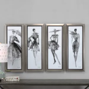 FASHION SKETCHBOOK FRAMED PRINTS, S/4