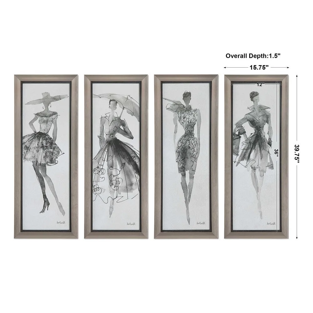 FASHION SKETCHBOOK FRAMED PRINTS, S/4