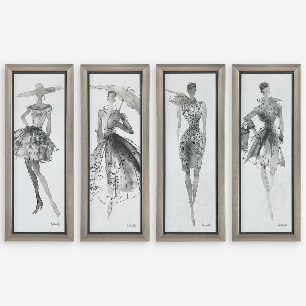 FASHION SKETCHBOOK FRAMED PRINTS, S/4