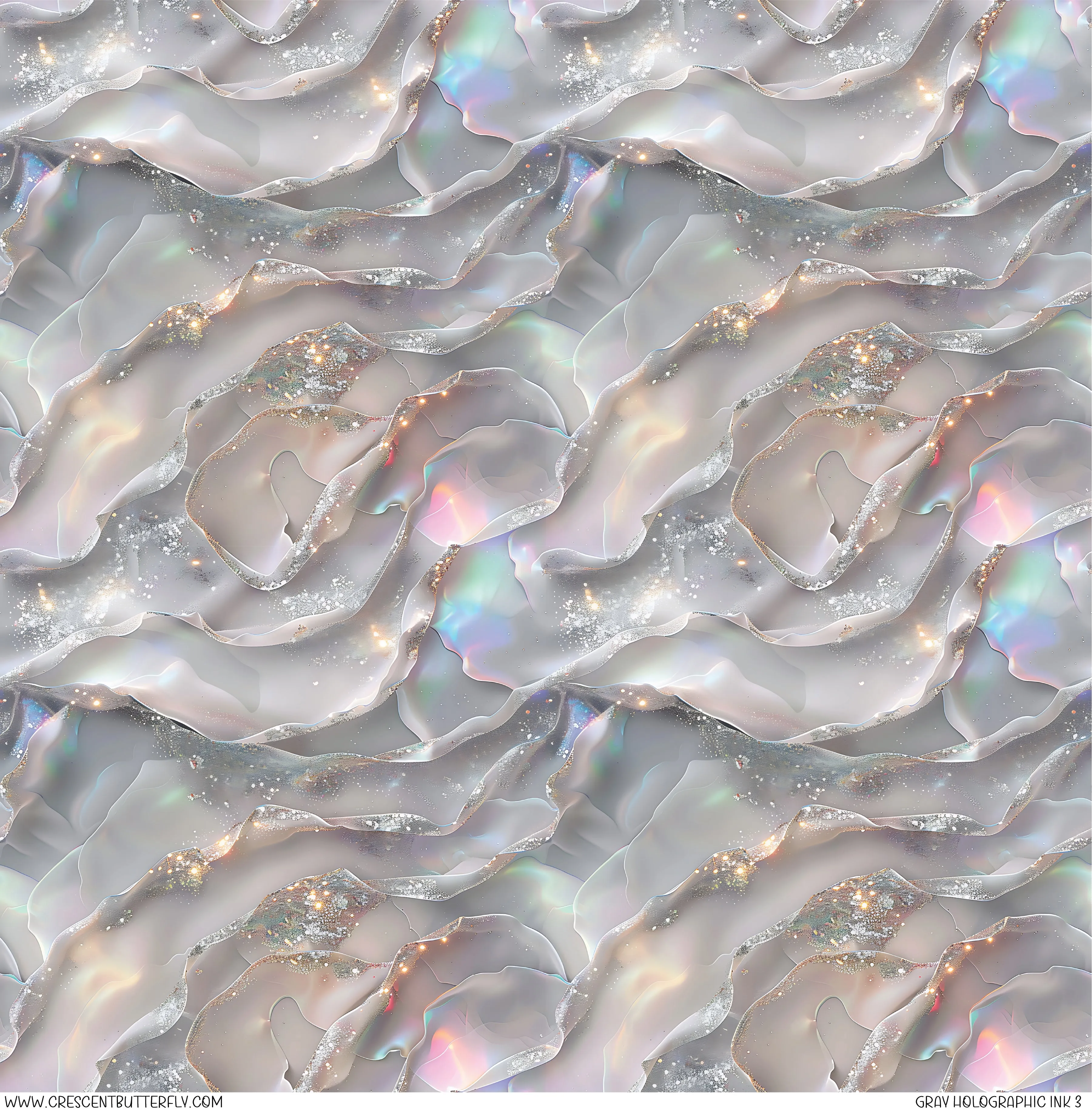 Gray Holographic Ink 3 Printed Pattern Vinyl Sheet/Wrap