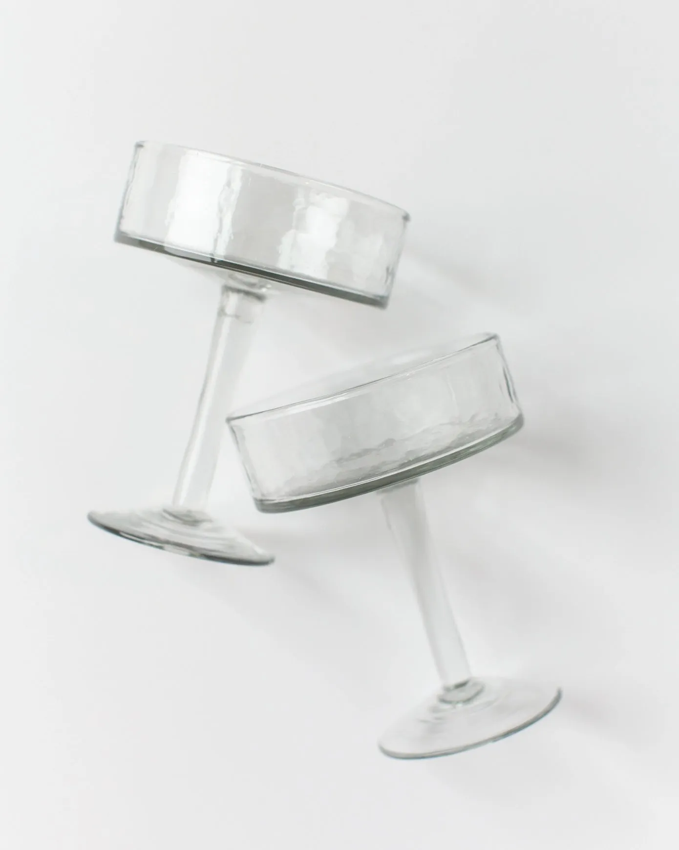 Handblown Hammered Coupe Glass Pair | Multiple Colors
