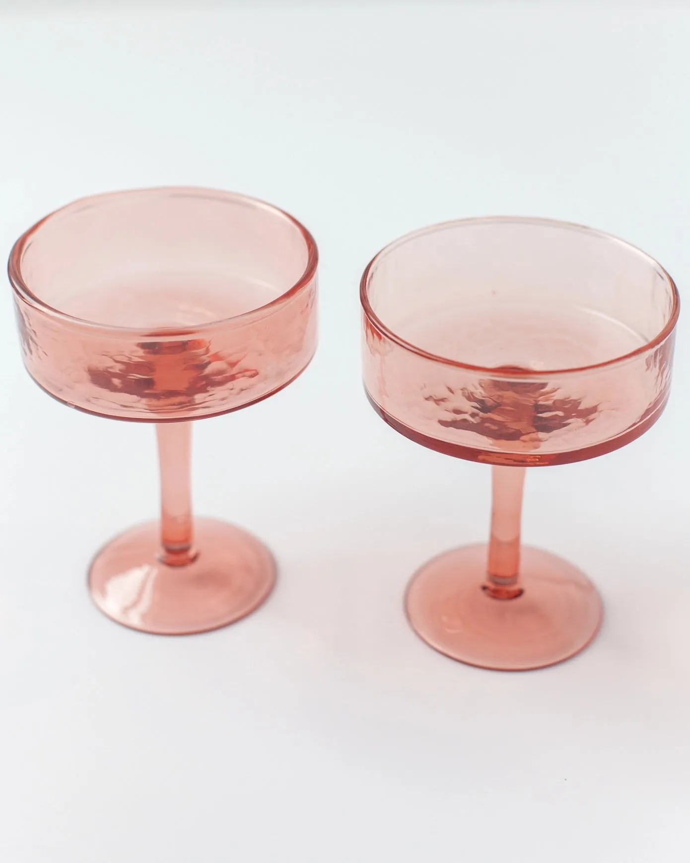 Handblown Hammered Coupe Glass Pair | Multiple Colors