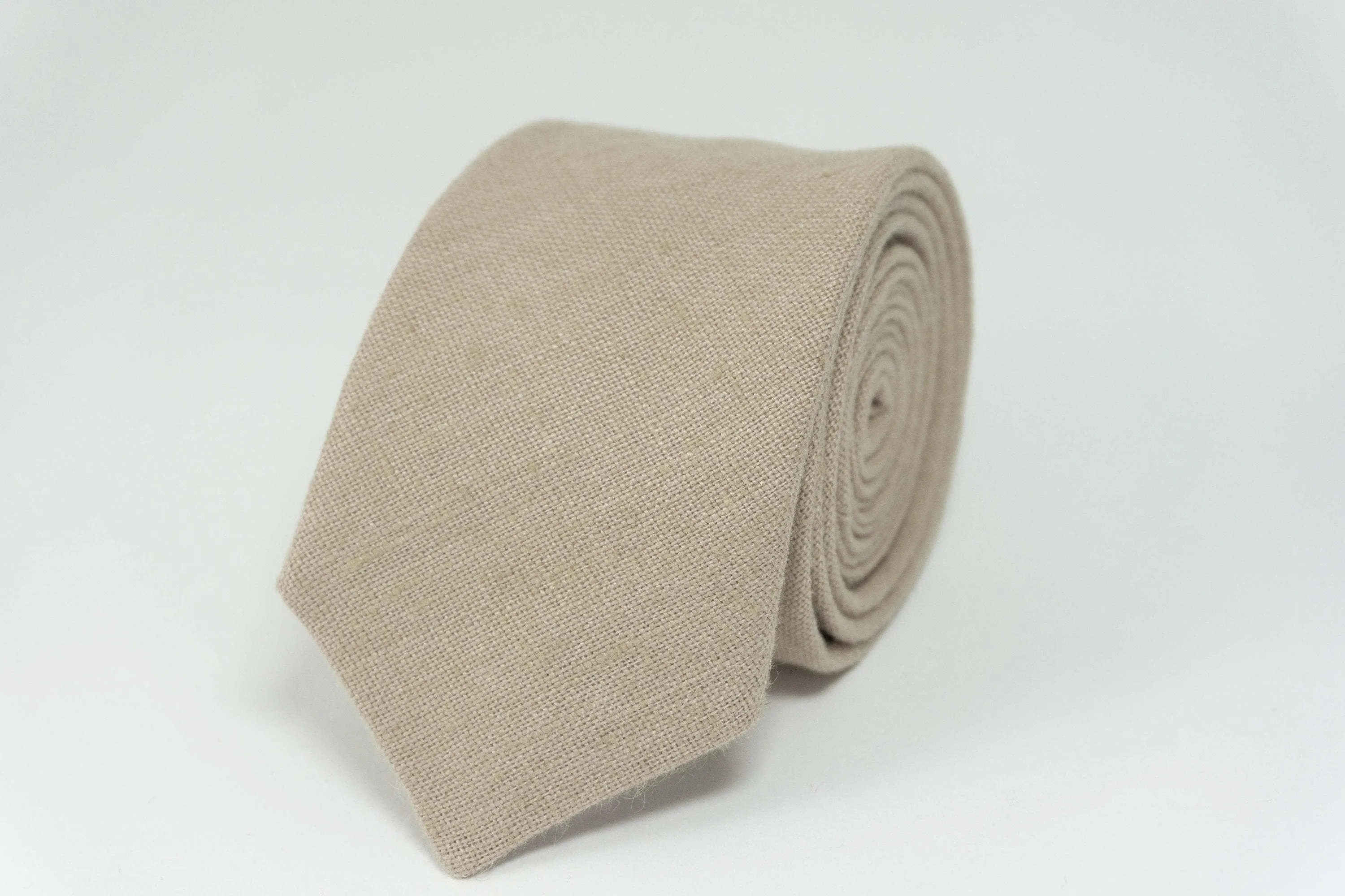 Handmade Beige Linen Necktie | Ideal Wedding Accessory