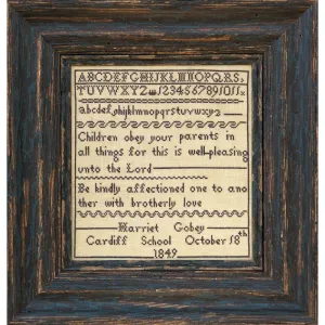 Hands Across The Sea ~ Little Gems Series - Harriet Gobey 1849 Sampler Pattern Printed Copy of PDF