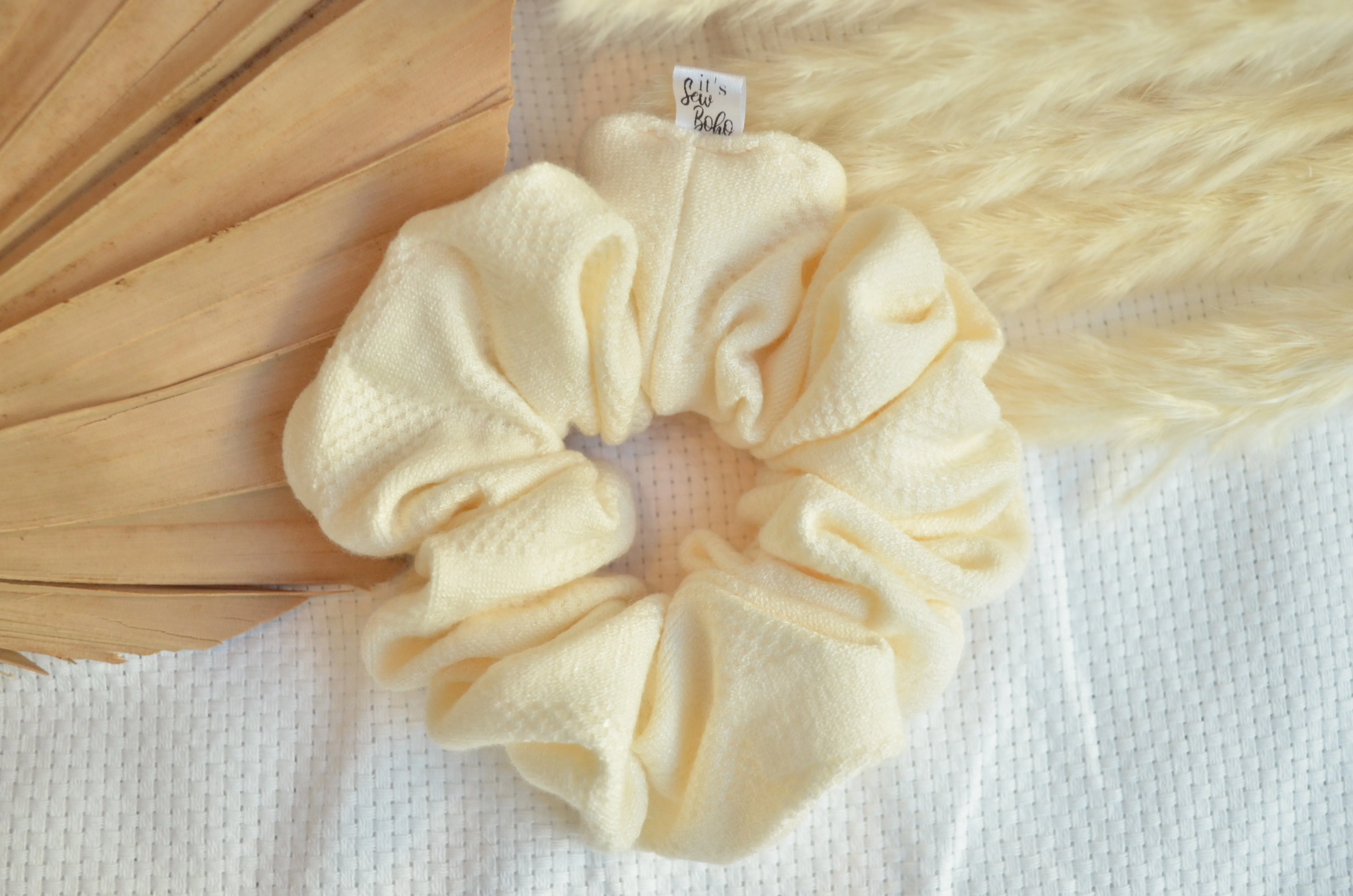 Ivory Checkered Scrunchie