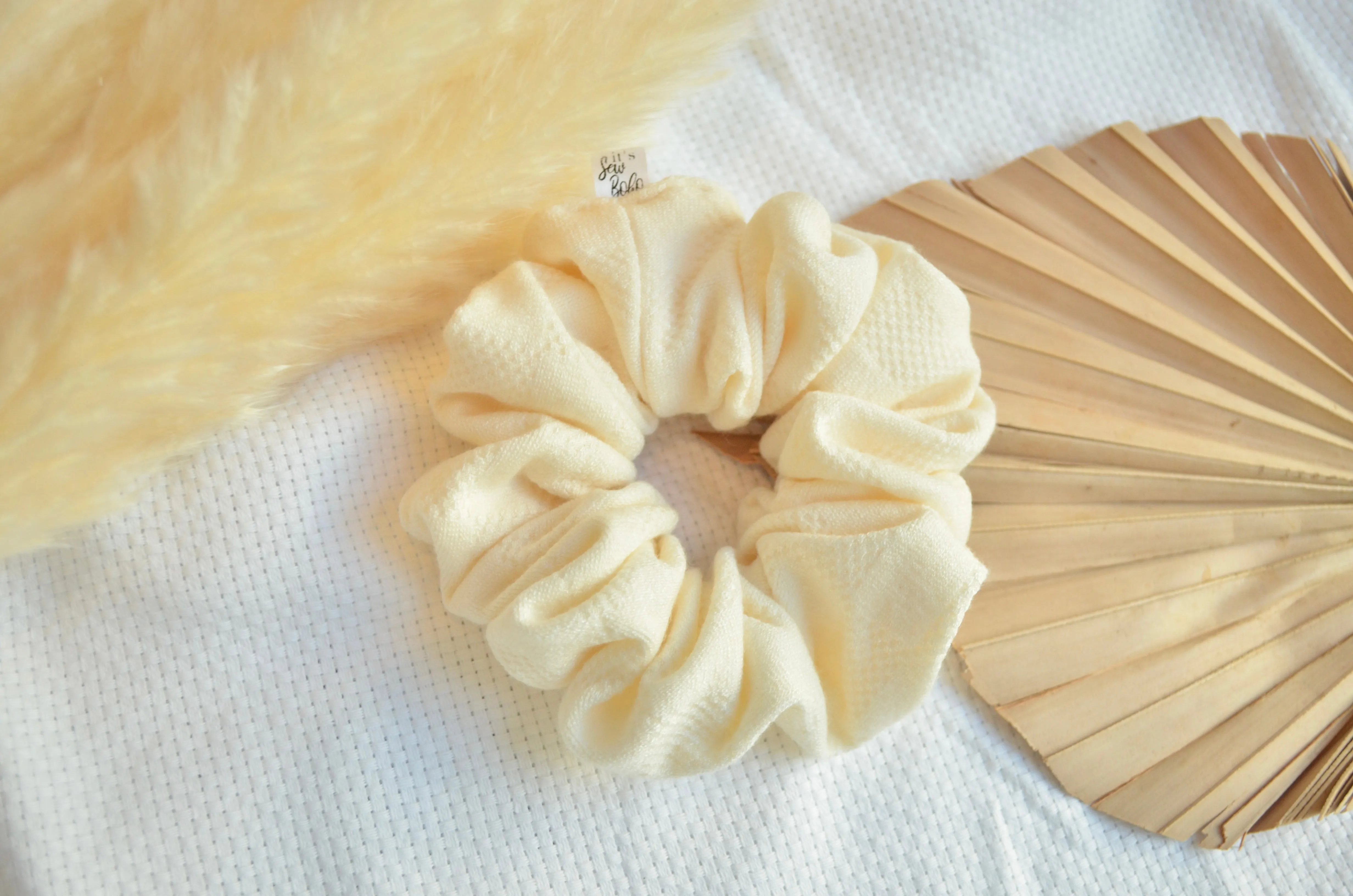 Ivory Checkered Scrunchie
