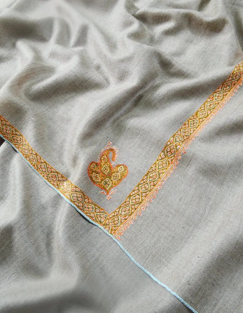 Light Natural Men Embroidery Pashmina Shawl 7519